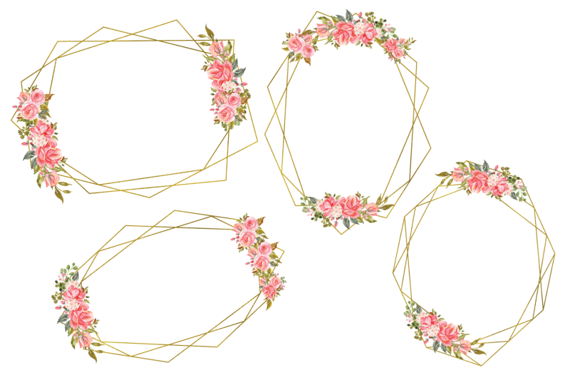 pink-romantic-geometric-gold-frames-floral-crystal-frames
