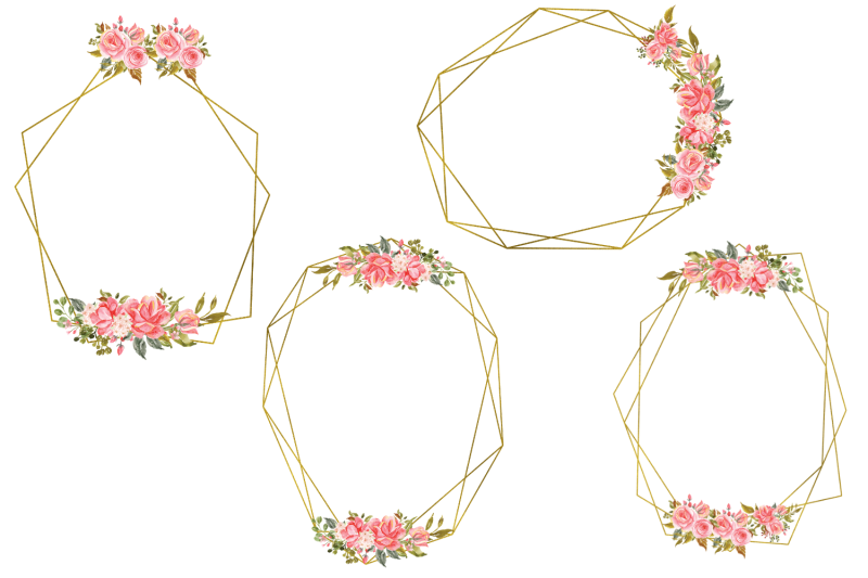 pink-romantic-geometric-gold-frames-floral-crystal-frames