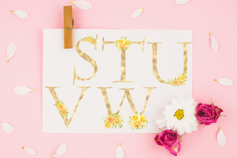 yellow-blush-floral-alphabet