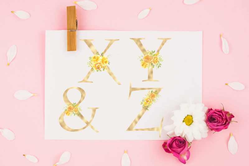 yellow-blush-floral-alphabet