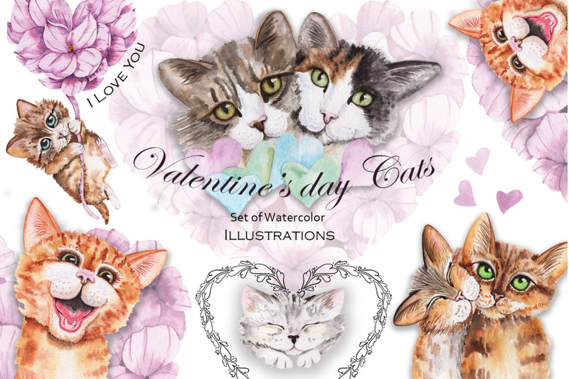 valentine-039-s-day-watercolor-cats-and-hearts