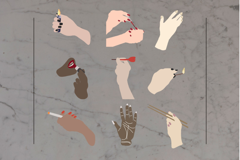 abstract-trendy-minimalistic-hands-clipart-set