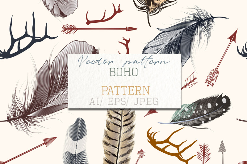 fashion-bohemian-pattern-with-feathers-indian-arrows-and-deer-horns