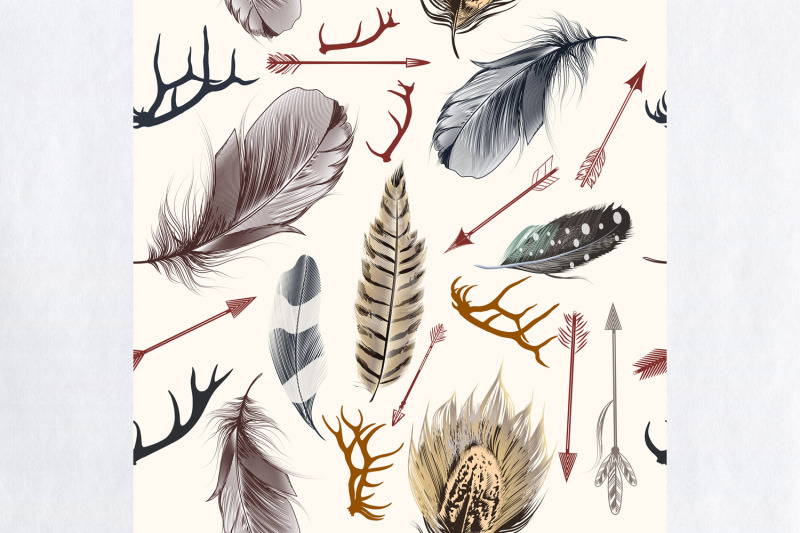 fashion-bohemian-pattern-with-feathers-indian-arrows-and-deer-horns
