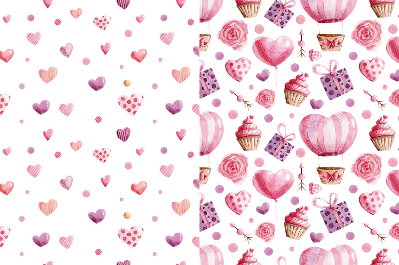 velentine-039-s-day-watercolor-seamless-patterns