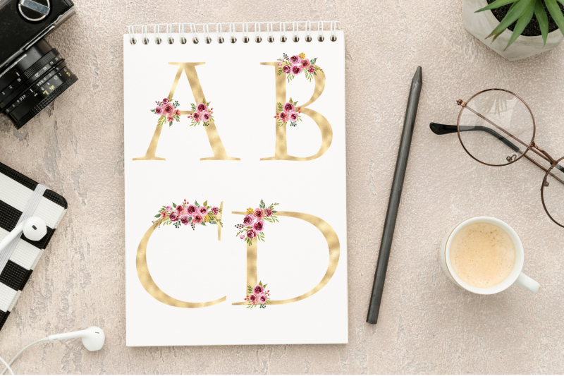 blush-florals-alphabet-gold-foil-alphabet-with-flowers-rose-wedding