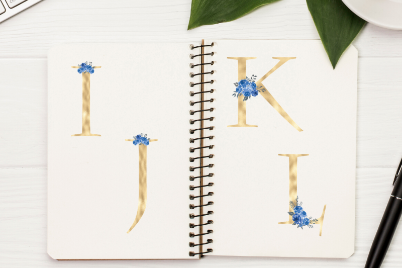 blue-blush-florals-alphabet-blue-gold-foil-alphabet-with-flowers