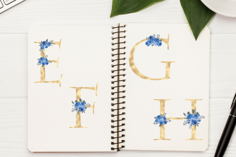 blue-blush-florals-alphabet-blue-gold-foil-alphabet-with-flowers