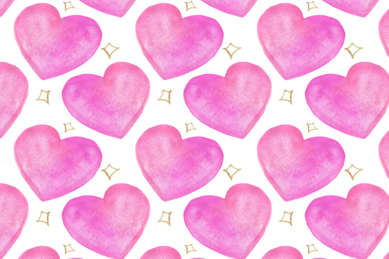 watercolor-hearts-and-stars-seamless-pattern-on-white-background