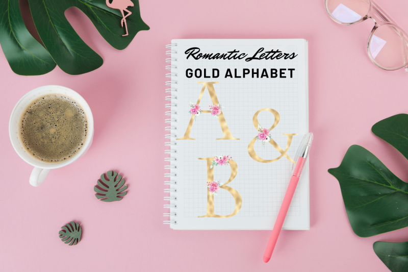 romantic-pink-florals-alphabet-gold-foil-alphabet-with-flowers