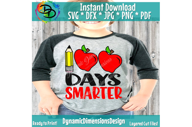 100-days-smarter-svg-100th-day-of-school-cut-file-girl-039-s-shirt-desig