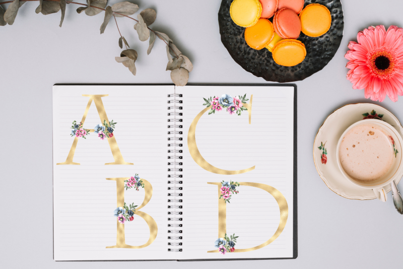 romantic-pink-florals-alphabet-gold-foil-alphabet-with-flowers