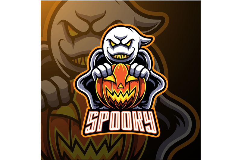 spooky-ghost-and-pumpkin-logo-mascot-designs