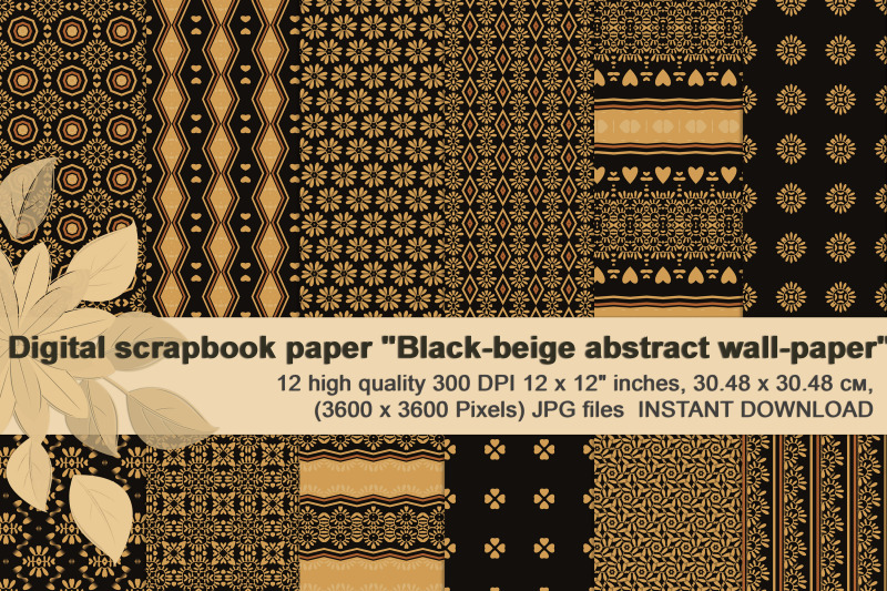 black-beige-abstract-wall-paper-ethnic-digital-paper