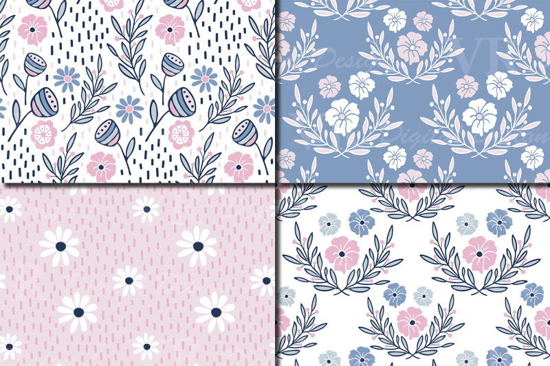 romantic-blue-pink-floral-seamless-digital-paper-nbsp-pastel-patterns