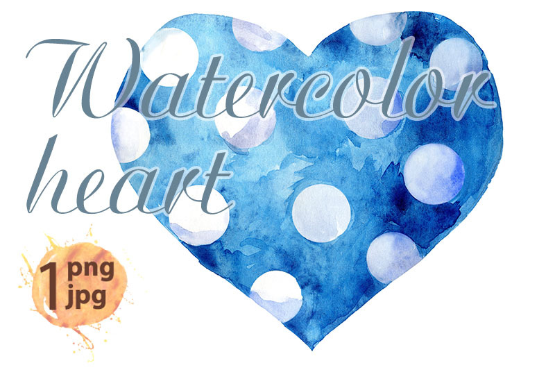 watercolor-blue-heart-with-polka-dots