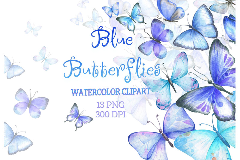 watercolor-blue-butterflies