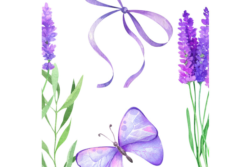 Watercolor Lavender Clipart Butterflies Clip Art Flower Purple Rustic
