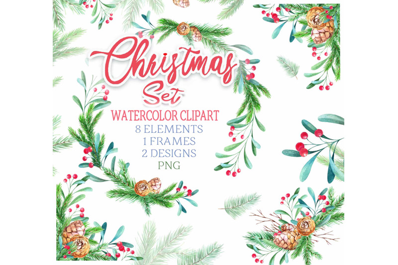 christmas-watercolor-clip-art-frame-wreath-set-png