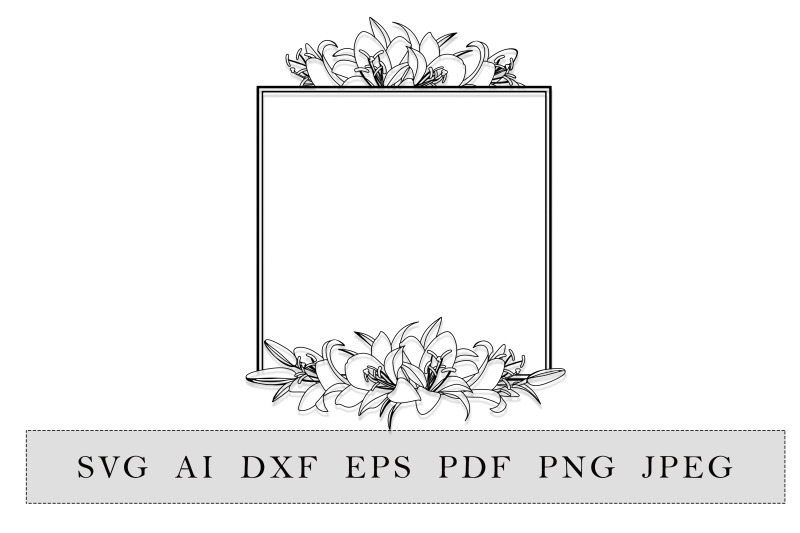 floral-square-frame-with-lilies-flowers