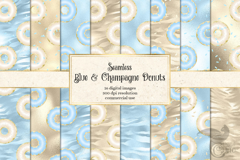 blue-and-champagne-donut-digital-paper