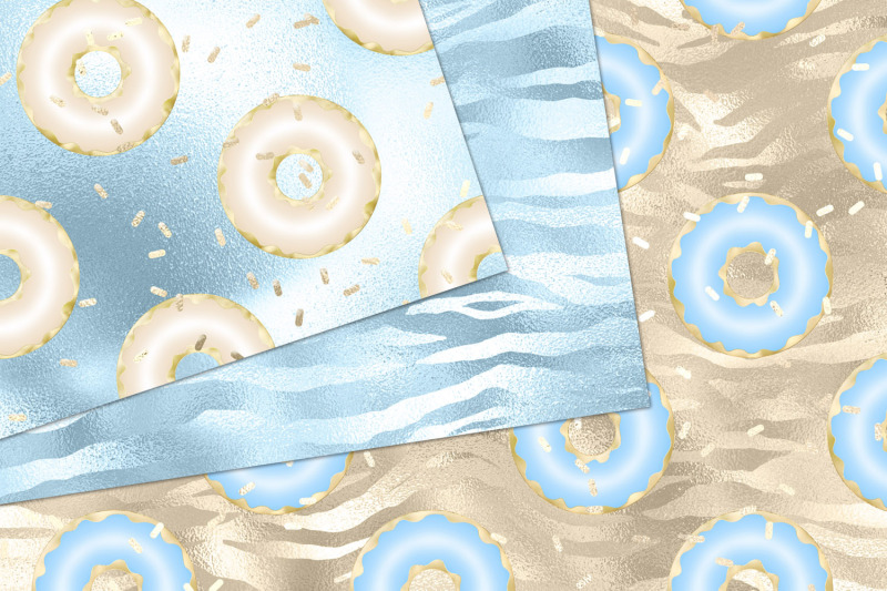 blue-and-champagne-donut-digital-paper