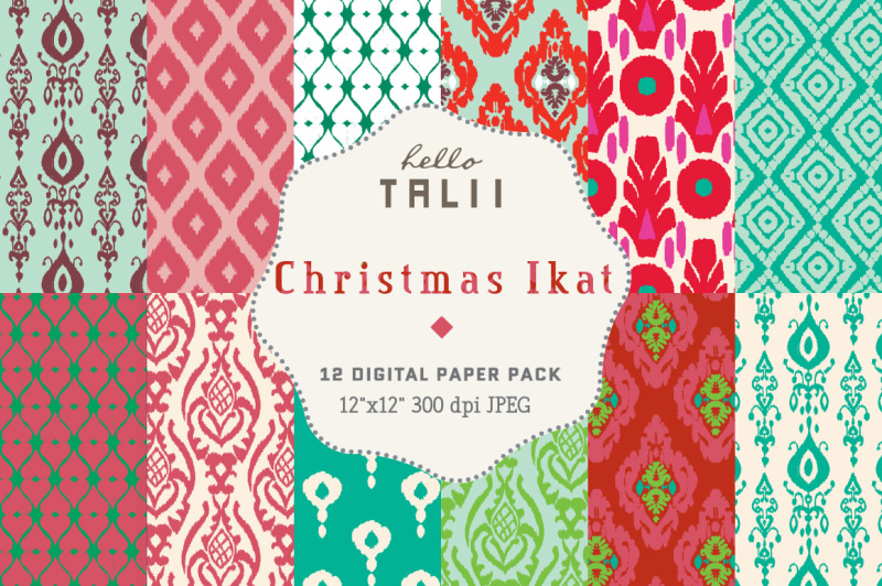 christmas-ikat-digital-paper