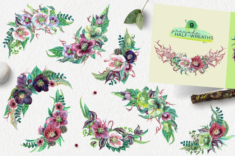big-botanica-watercolor-collection-spring-greenery-amp-helleborus