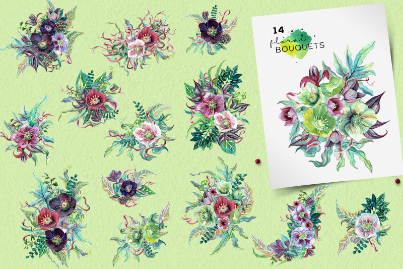 big-botanica-watercolor-collection-spring-greenery-amp-helleborus