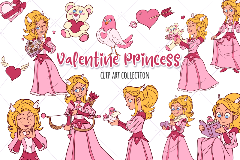 valentine-princess-pink-clip-art-collection