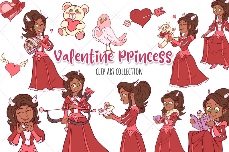 valentine-princess-red-clip-art-collection