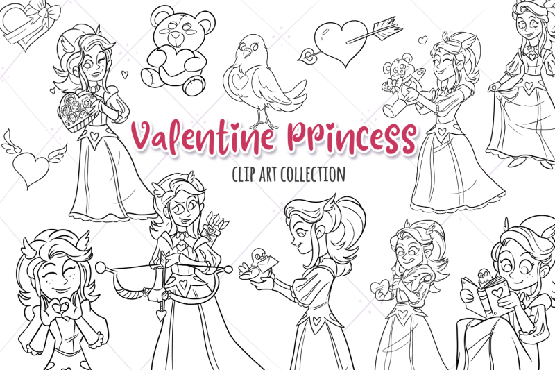 valentine-princess-digital-stamps