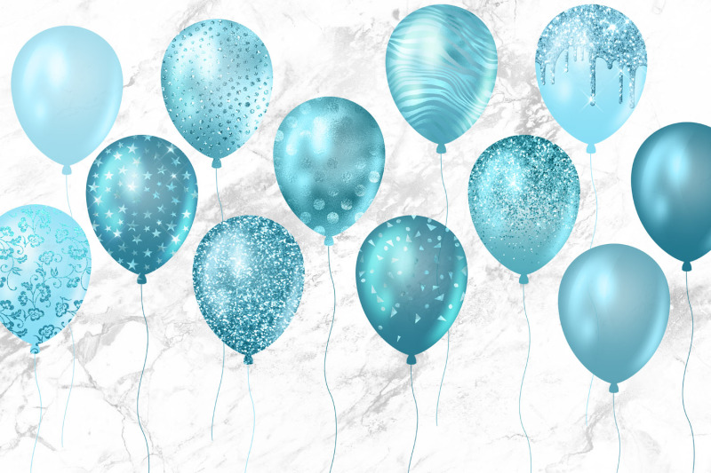 turquoise-glitter-balloons-clipart