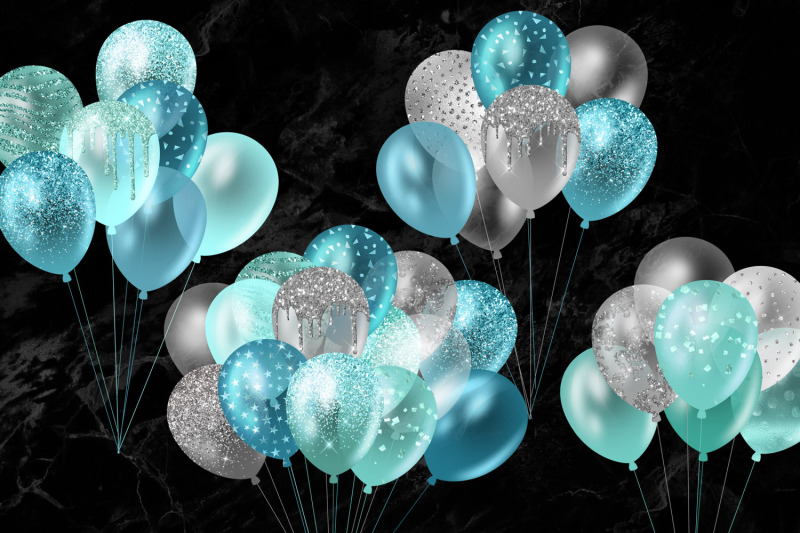 turquoise-glitter-balloons-clipart