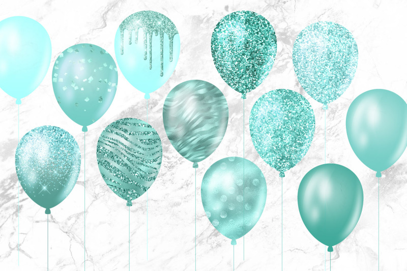 turquoise-glitter-balloons-clipart