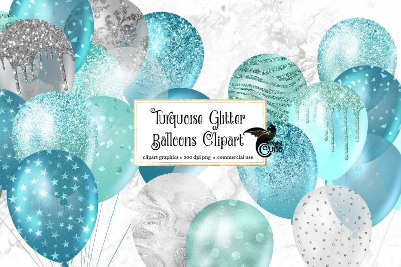 turquoise-glitter-balloons-clipart