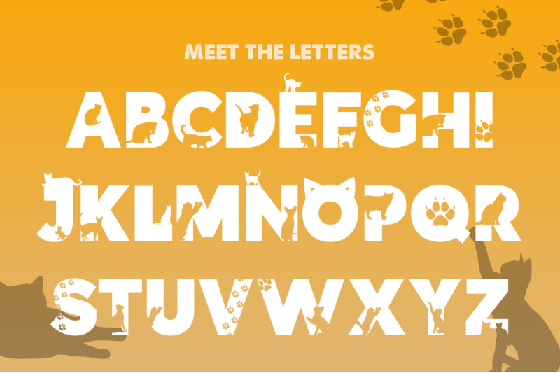 kittens-silhouette-font