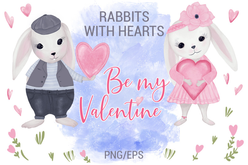 rabbits-with-hearts-valentine-039-s-day