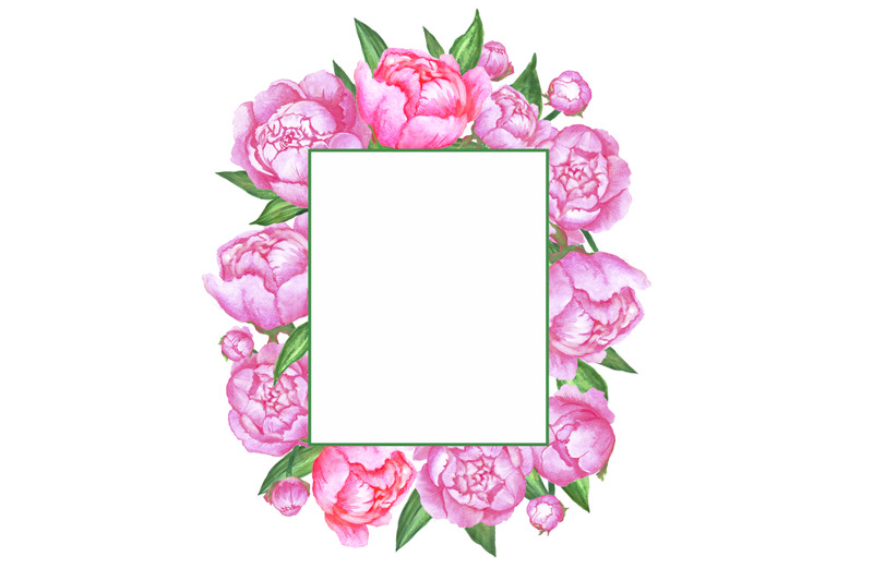 watercolor-floral-clipart-spring-pink-peony-floral-frame-and-wreath