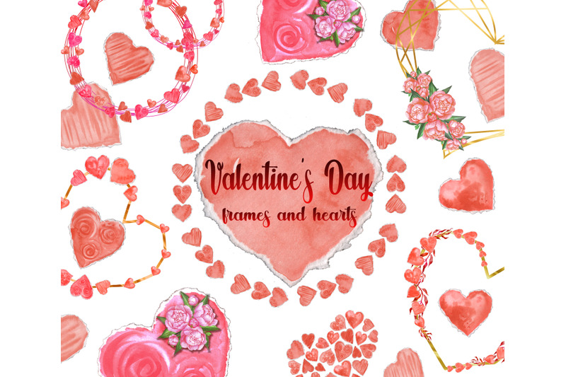watercolor-heart-clipart-valentines-day-card-frame-hand-painted