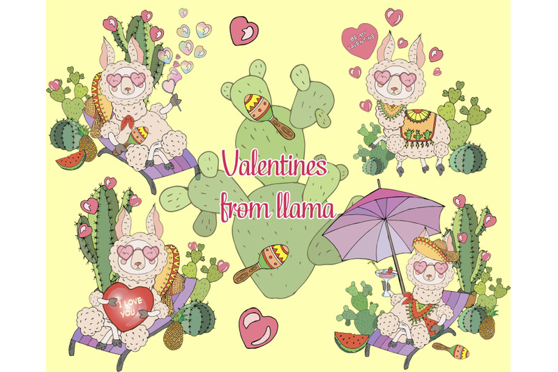 Download Valentines Day llama clip art SVG, cute llama SVG, cute ...