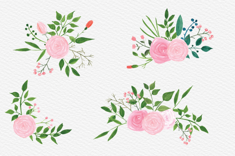 watercolor-flowers-amp-branches-blush-florals-bouquets-watercolor-rose