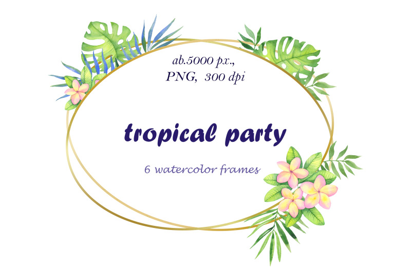 golden-frames-with-tropical-flowers-clipart-png