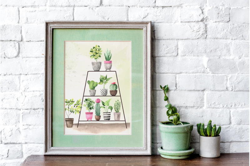 watercolor-house-plants-collection