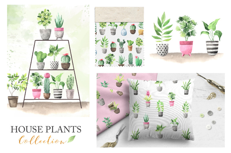 watercolor-house-plants-collection