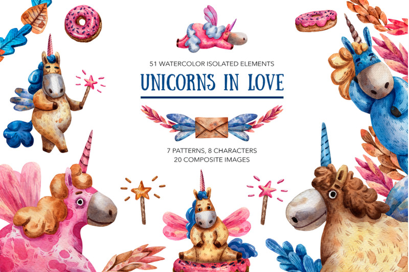 unicorns-in-love-watercolor-clip-art-set