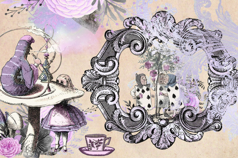 Lilac Alice in Wonderland Clipart By Digital Curio | TheHungryJPEG