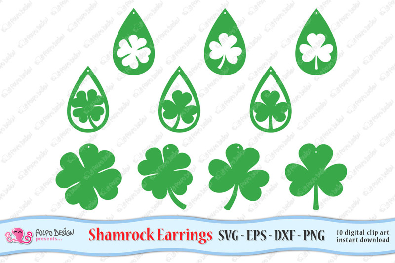 Shamrock Earring SVG, Eps, Dxf and Png By Polpo Design | TheHungryJPEG.com