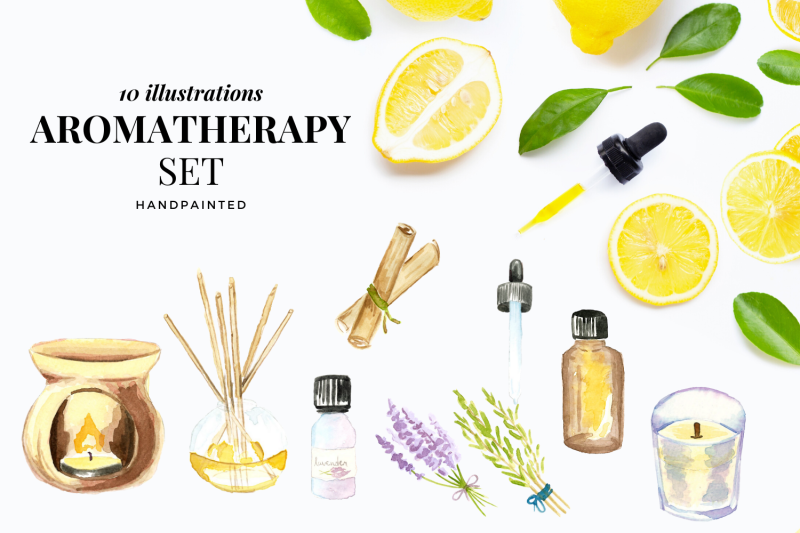 spa-watercolor-clipart-me-time-clipart-reed-diffuser-and-natural-oil