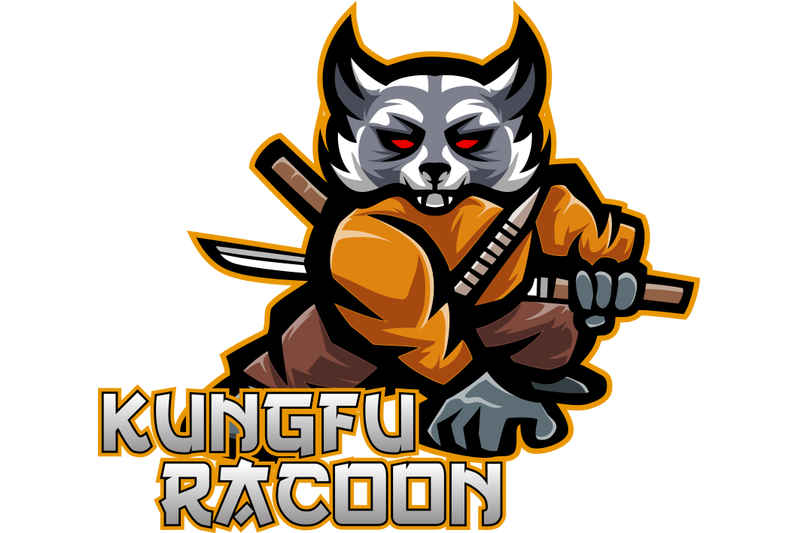 kungfu-raccoon-esport-mascot-logo-design